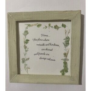 Marjolein Bastin  “Home” Picture w/Frame-5’x5’with Quote Green leaf